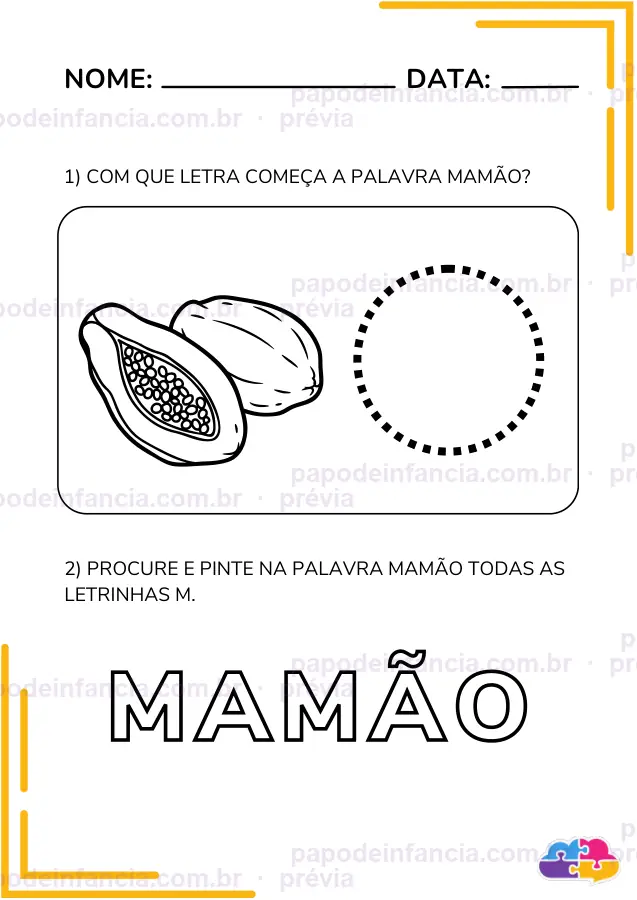Página de exemplo de Caderno Descobrindo o Alfabeto