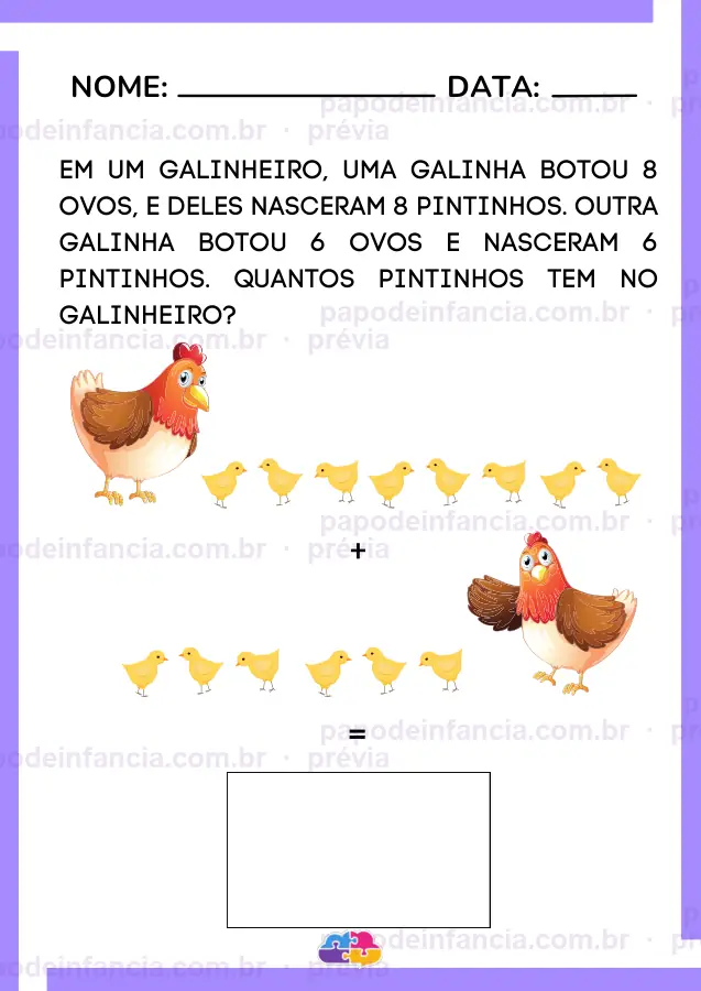 Página de exemplo de Caderno Vamos Somar?